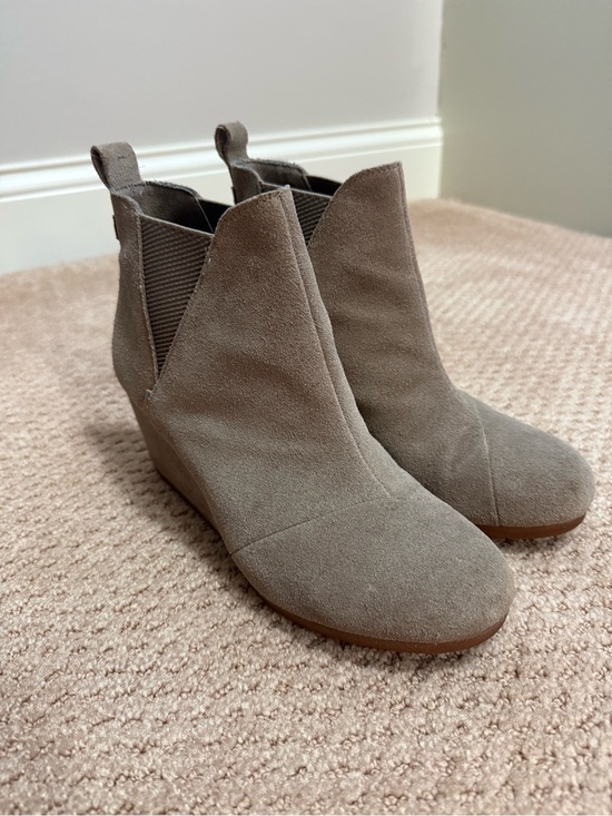 Toms Shoes - Tom’s Wedge Ankle Bootie in Taupe Suede